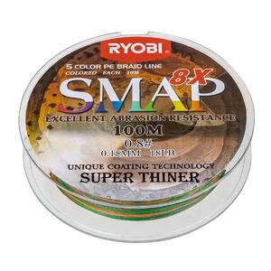 Шнур SMAP PE8X-100M 0.8# Multi Colour 0,148мм Ryobi, фото 6
