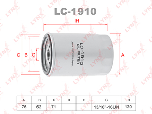 Фильтр масляный LYNXauto LC-1910. Для: CHEVROLET Captiva 3.2 06>, OPEL Antara 3.2 07>, фото 1