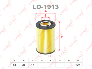 Фильтр масляный LYNXauto LO-1913. Для: SSANGYONG Actyon II 2.0 12> / Korando C 2.0 12>, фото 1