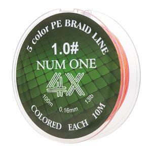 Шнур NUM ONE PE4X-100M 1.0#/0,165 mm Multi Colour Ryobi, фото 5