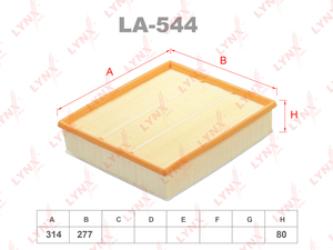 Фильтр воздушный LYNXauto LA-544. Для: MERCEDES-BENZ Sprinter 2.2D-2.9D 96>, VW LT 28-46 97-06, фото 1