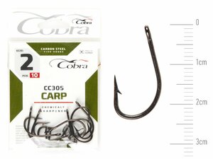 Крючки Cobra CARP KAYO HEAVY сер. CC305 разм. 002 10шт., фото 2