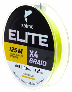 Шнур плетёный Salmo Elite х4 BRAID Fluo Yellow 125/014, фото 3