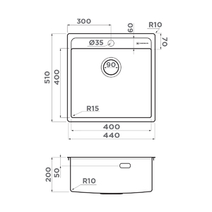 Кухонная мойка Omoikiri Daisen 44-IN нерж.сталь/нержавеющая сталь, фото 2
