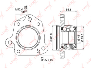 Подшипник ступицы задний R (ø 43/80,5мм) LYNXauto WB-1010. Для: HONDA Хонда CR-V(Сиэрви) 2.0 95-02, фото 1