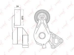 Натяжитель с роликом/приводной LYNXauto PT-3039. Для AUDI Ауди A3 1.9D 00-03, SKODA Шкода Fabia(Фабия) 1.9D 03-08/Octavia(Октавия) I 1.9D 02-10, VW Фольксваген Bora(Бора) 1.9D 98-05/Golf(Гольф) IV 1.9D 97-05/Sharan 1.9D 95-10/Transporter(Транспортер) V 1., фото 1