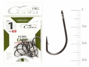 Крючки Cobra CARP KAYO HEAVY сер. CC305 разм. 001 10шт., фото 2