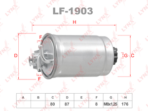 Фильтр топливный LYNXauto LF-1903. Для FORD ФОРД Galaxy I 1.9 95-06, фото 1