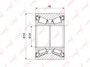 Подшипник ступицы задний (45x25x55) LYNXauto WB-1204. Для: RENAULT Рено Clio(Клио) III 1.2-2.0 05> / Megane(Меган) II 1.4-2.0 02>, фото 1