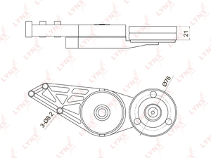 Натяжитель с роликом / приводной LYNXauto PT-3002. Для: Audi, Ауди A4 1.6-1.8 94-04 / A6 1.8-1.8 95-05, Skoda, Шкода, Superb(Суперб)(3U) 1.8-2.0 01-08, VW, Фольксваген, Passat(Пассат) 1.6-2.0 96-05., фото 2