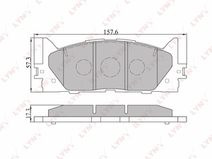 Колодки тормозные передние  LYNXauto BD-7530. Для: Toyota, Тойота, Camry(Камри)(V40) 06>, Lexus, Лексус, ES350 07>. 

Длина, мм 157,6. 
Высота, мм 57,3. 
Толщина, мм 17,3., фото 2