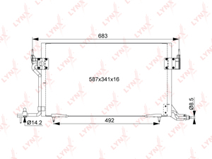 Радиатор кондиционера LYNXauto RC-0180. Для: CITROEN Berlingo(MF) 1.1-1.8 96-11, PEUGEOT 306 1.1-2.0 93-02 / Partner 1.4-1.8 96-15, фото 1