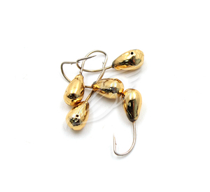 Мормышка "ЯМАН" капля с отв.,цв.GOLD PLATED, d 4, вес 0,45 г (уп. 5 шт.), фото 2