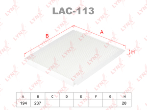 Фильтр салонный LYNXauto LAC-113. Для: HYUNDAI Accent(MC) 05> / Elantra(HD) 06> / Solaris I 10>, фото 1