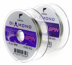 Лески моно. Salmo Diamond SPIN ОКУНЬ/БЕРШ (0,22мм 0,25мм) 2шт. набор (короб. верс.), фото 2
