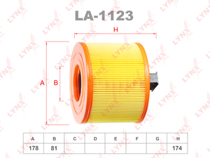 Фильтр воздушный LYNXauto LA-1123. Для: BMW 1(E81-88) 3.0 05-12 / 3(E90) 2.5-3.0 05-11 / X1(E84) 3.0T 09>, фото 1