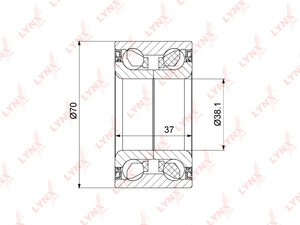 Подшипник ступицы передний (37x38x70) LYNXauto WB-1451. Для: Hyundai, Хендай Accent(Акцент)(LC/MC) 1.3-1.6 00-10 / Getz(Гетз) 1.1-1.6 02-09 / i10(IA) 1.0-1.2 13> / Lantra II 1.5-2.0 95-00., фото 2