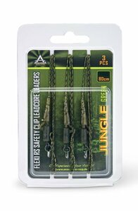 Поводки карп. из ледкора Anaconda S-CLIP Jungle Green c безоп. клип. 60lb 80см 3шт., фото 2