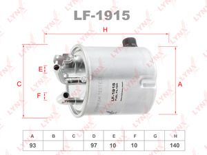 Фильтр топливный LYNXauto LF-1915. Для: NISSAN Navara(D40) 2.5d 05> / Pathfinder(r51) 2.5d 05>, фото 1