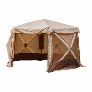 Шатер СЛЕДОПЫТ быстросборный, 6 стен, 3,35х3,85 м, h-2,25 м, S по полу 9,3 кв.м, цв. SANDSTORM, фото 5
