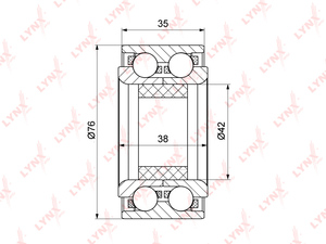 Подшипник ступицы передний (38/35x42x76) LYNXauto WB-1108. Для: NISSAN НИССАН Avenir(W11) 2.0 97-05 / Maxima(A32) 2.0-3.0 95-00 / Primera(P10/P11) 1.6-2.0 90-02 / Prarie(M11) 2.0-2.4 >94 / Vanette(C22) 2.0D >95, фото 1