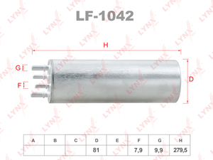 Фильтр топливный LYNXauto LF-1042. Для: VW Multivan V-VI 1.9D-2.5D 06> / Touareg 2.5D 03-10 / Transporter V-VI 1.9D-2.5D 03>, фото 1