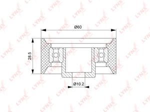 Ролик направляющий / приводной LYNXauto PB-7257. Для: FORD Escort V-VII 1.6-1.8 92-99 / Fiesta III 1.6-1.8 92-95 / Mondeo I-II 1.6-2.0 93-00, фото 1