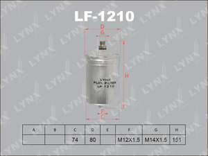 Фильтр топливный LYNXauto LF-1210. Для: MERCEDES-BENZ C180-280(W202) 93-00/E200-320 >93/E200-320(W124) 93-95/190(W201) 1.8-2.3 >93, фото 1