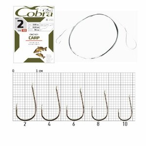 Крючки с поводком Cobra CARP 70cm, 0,20mm, разм.4, 10шт., фото 2