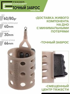 Кормушки фидер. Feeder Cocnept ТОЧНЫЙ ЗАБРОС 60 80г 2шт. набор, фото 7