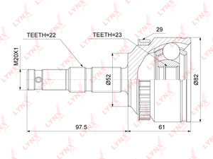 ШРУС наружный LYNXauto CO-5911A. Для OPEL Опель Corsa(Корса) C 1.8 00-08/Combo 1.3D-1.7D 01>/Meriva(Мерива) A 1.3D-1.8 03-10, фото 1