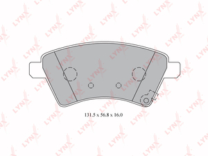 Колодки тормозные передние  LYNXauto BD-7313. Для: Suzuki, Сузуки, SX4 1.5, 1.6 06/06-> Front. 

Длина, мм 131,5. 
Высота, мм 56,8. 
Толщина, мм 16., фото 2