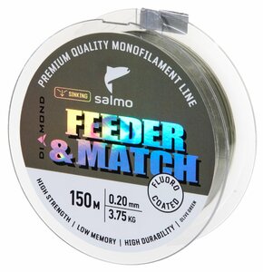 Леска моно. Salmo Diamond FEEDER & MATCH FLUORO COATED Olive Green 150/020, фото 3