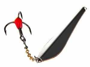 Блесна вертикальная зимняя Lucky John DOUBLE BLADE с цепочкой и тройником 60MM CS блистер, фото 3