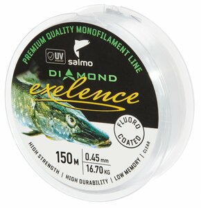 Леска моно. Salmo Diamond EXELENCE FLUORO COATED Clear 150/045, фото 3