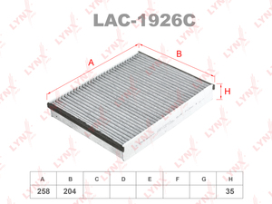 Фильтр салонный угольный LYNXauto LAC-1926C. Для: FORD C-Max 10> / Focus III 11> / Grand C-Max 10> / Fuga 13>, Volvo V40 12>, фото 1