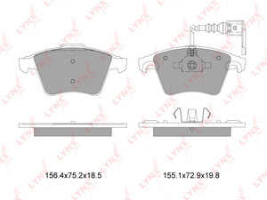Колодки тормозные передние  LYNXauto BD-8001. Для: VW, Фольксваген, Multivan V 1.9D-3.2 03> / Transporter(Транспортер) V 1.9D-3.2 03>. 

Длина, мм 156,4 / 155,1. 
Высота, мм 75,2 / 72,9., фото 2