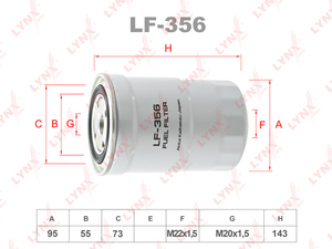 Фильтр топливный LYNXauto LF-356. Для: MITSUBISHI Pajero 3.2D 01> / Canter 5.2 99>, фото 1