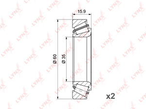 Подшипник ступицы передний LYNXauto WB-1245. Для: Chevrolet, Шевроле, Matiz(Матиз) 0.8-1.0 05> / Spark(Спарк) 0.8-1.0 05>, Daewoo, Дэу, Matiz(Матиз) 0.8-1.0 98>., фото 2