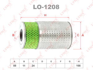 Фильтр масляный LYNXauto LO-1208. Для: MERCEDES-BENZ C200D-300D(W202) 93-00/E250D-300D(W124) 93-95, SSANGYOMG Korando 2.2D-2.9TD 96> / Musso 2.3D-2.9TD 96>, фото 1