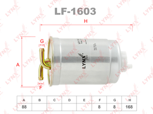 Фильтр топливный LYNXauto LF-1603. Для: FORD Escort IV-V 1.8d 89-95 / Fiesta III 1.8d 89-95 / Orion II-III 1.8d 89-93, HONDA Accord V-VI 2.0D 96-02 / Civic VI 2.0D 98-01, LAND ROVER Freelander 2.0D 98-06, VW Golf II 1.6D 83-91 / Jetta II 1.6D 84-91 / LT 2, фото 1