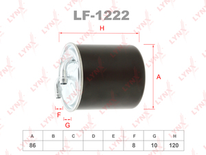 Фильтр топливный LYNXauto LF-1222. Для: MERCEDES-BENZ C200D-350D(W203/W204) 00> / E200D-420D(W211) 02-08 / G320D(W463) 06> / GL320D-450D 06> / GLK320D-350D 08> / ML280D-450D 05-09 / R280D-320D(W251) 06> / S320D-420D(W220/W221) 02> / Sprinter 2.0D-3.0D 06>, фото 1