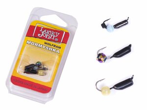Мормышки вольфрамовые Lucky John с петелькой 3шт набор СТОЛБИК безнасадочный блистер, фото 2