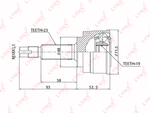 ШРУС наружный LYNXauto CO-5715. Для: NISSAN НИССАН March/Micra(Микра)(K11) 1.0 92-00, фото 1