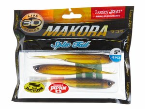 Виброхвосты LJ 3D Series MAKORA SPLIT TAIL 5.0in (12,70)/004 4шт., фото 4