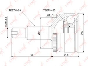 ШРУС наружный LYNXauto CO-3835A. Для: Land Rover, Ленд Ровер, Discovey IV 2.7D-3.0D 09> / Range Rover(Рендж Ровер) Sport 2.7D-3.0D 05-13. Резьба 1 - MM24x1,5., фото 2