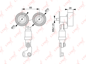 Натяжитель/приводной LYNXauto PT-3096. Для BMW БМВ 5(E39) 3.5-4.4 98-03/7(E38) 3.5-4.4 98-01/X5(E53) 4.4-4.6 00-03, фото 1