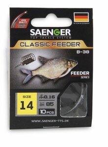 Крючки с поводком Saenger CLASSIC FEEDER B-38 14-0.16мм 85см 10шт., фото 2