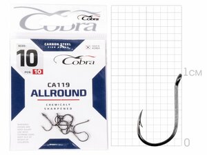 Крючки Cobra Allround HINNU сер. CA119 разм. 010 10шт., фото 2